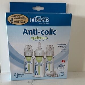 Dr. Brown's Anti-Colic Options+ Baby Bottle 3-Pack - 4 oz Narrow size 1 nipple